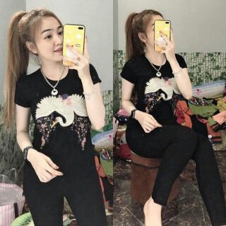 Đồ bộ in họa tiết chim hạt
