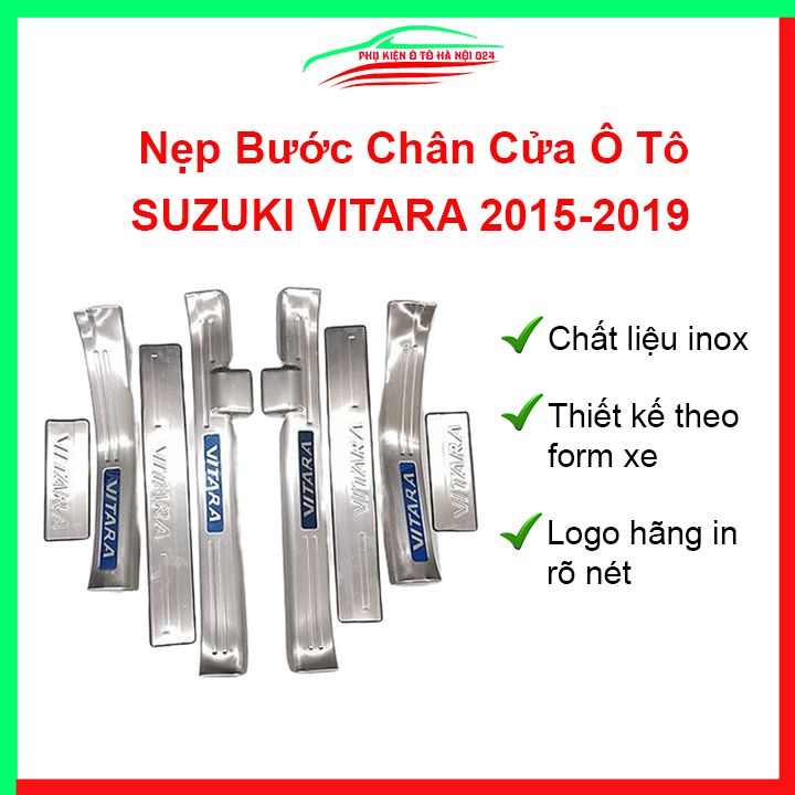 Ốp bậc cửa, nẹp bước chân INOX cho xe Suzuki Vitara 2016-2020