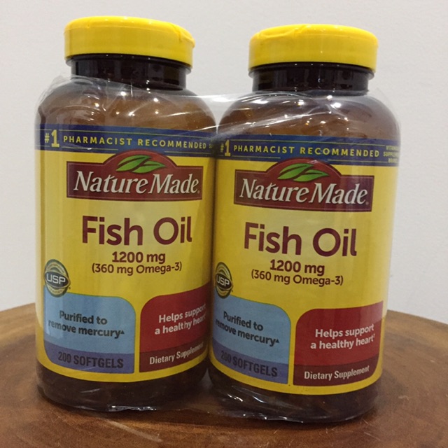 Dầu cá Fish oil Nature Made 1200mg - 200 viên, Mỹ Xuất xứ: Mỹ. Hàm lượng: 1200 mg Quy cách: hộp 200 viên.
