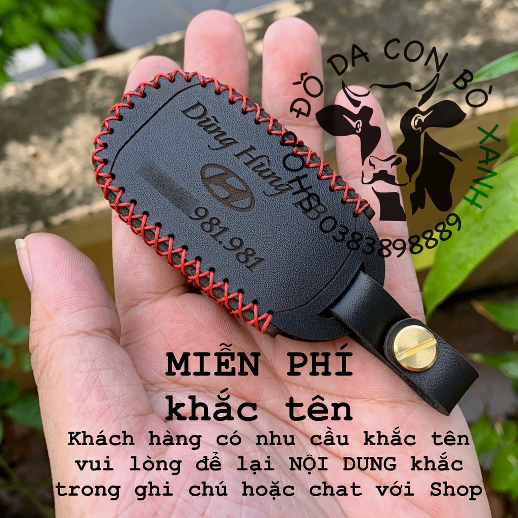 [Mã LIFEAUMAY giảm 10% tối đa 30k đơn 150k] Bao da chìa khoá Hyundai Accent 2021 (4 nút bấm) handmade da thật 009