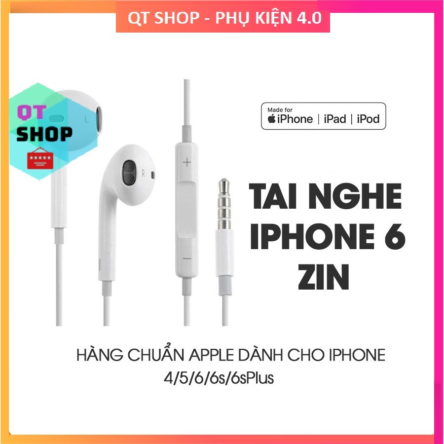 Tai Nghe Iphone Chính Hãng Cao Cấp Jack 3.5mm Cho Iphone 5,5s,6 6s,6 plus,6s plus