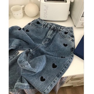 Quần Jean ống Rộng Trái Tim Bigsize Nam Nữ
