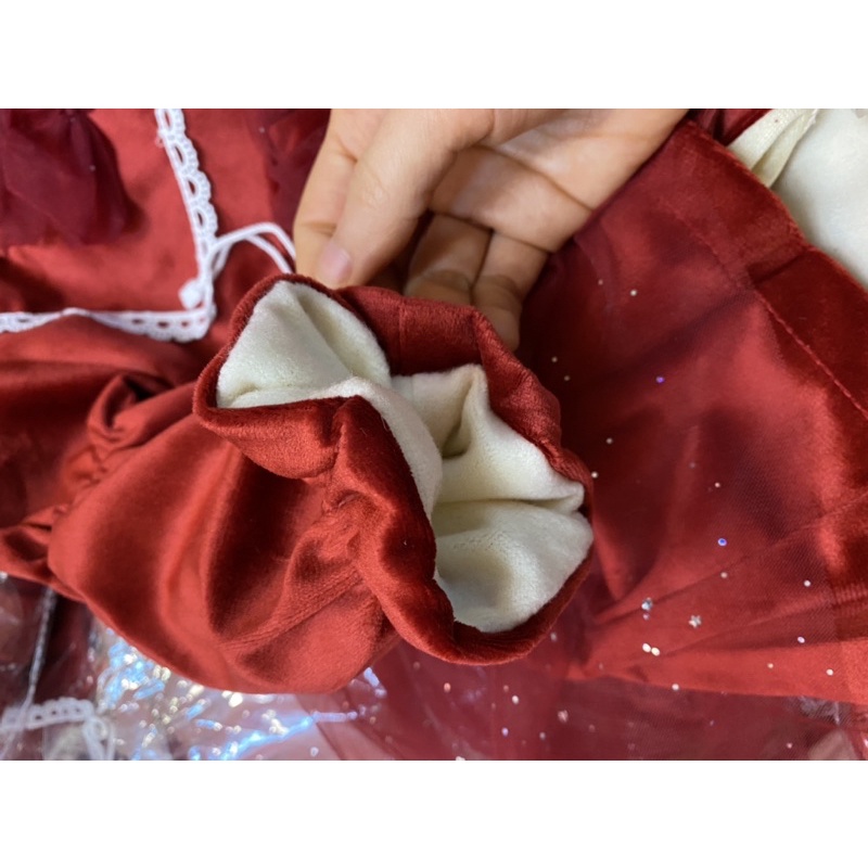 váy nhung lót nỉ kèm nơ