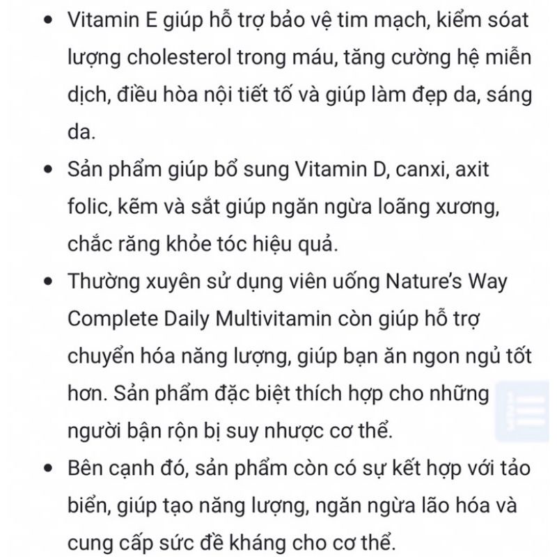 Vitamin Tổng Hợp Và Tảo Biển Nature's Way Hộp 200 Viên