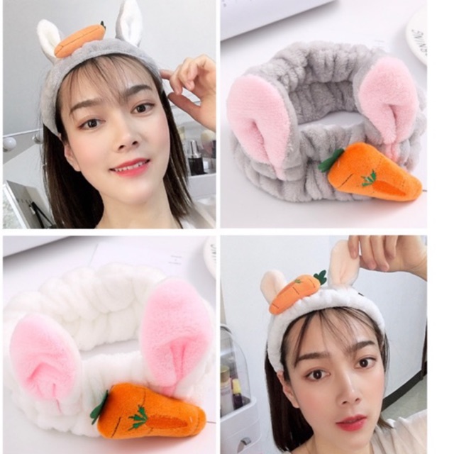 N3 Băng đô tai thỏ  + cà rốt 🥕 3D vải bông nhung xù
