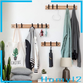 Bamboo Coat Rack Hooks Wall Mounted Robe Hat Clothes Towel Hanger
