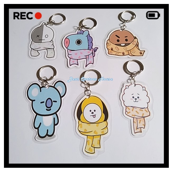 Móc khóa hoạt hình BT 21 ép cứng plastic dễ thương