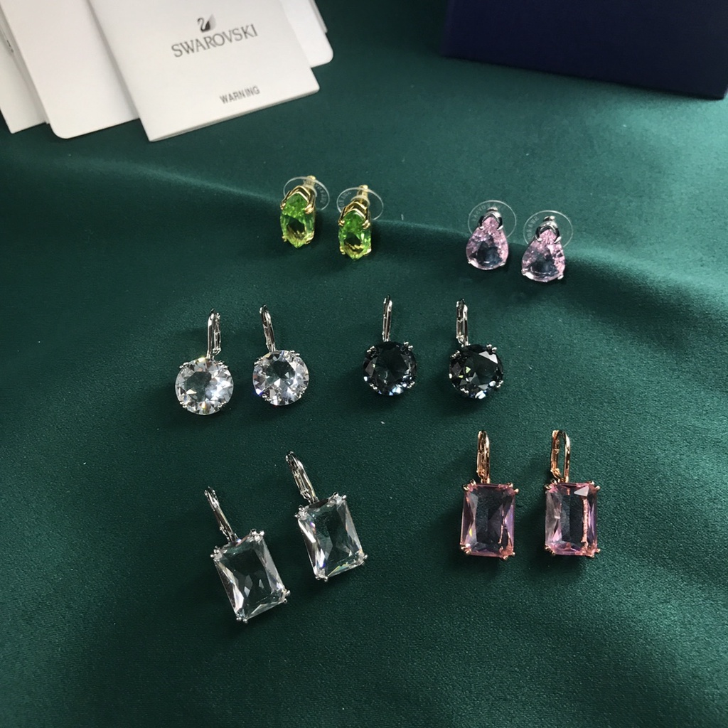 Bông Tai Mạ Bạc 925 Đính Pha Lê Swarovski Phong Cách Thời Trang Mới
