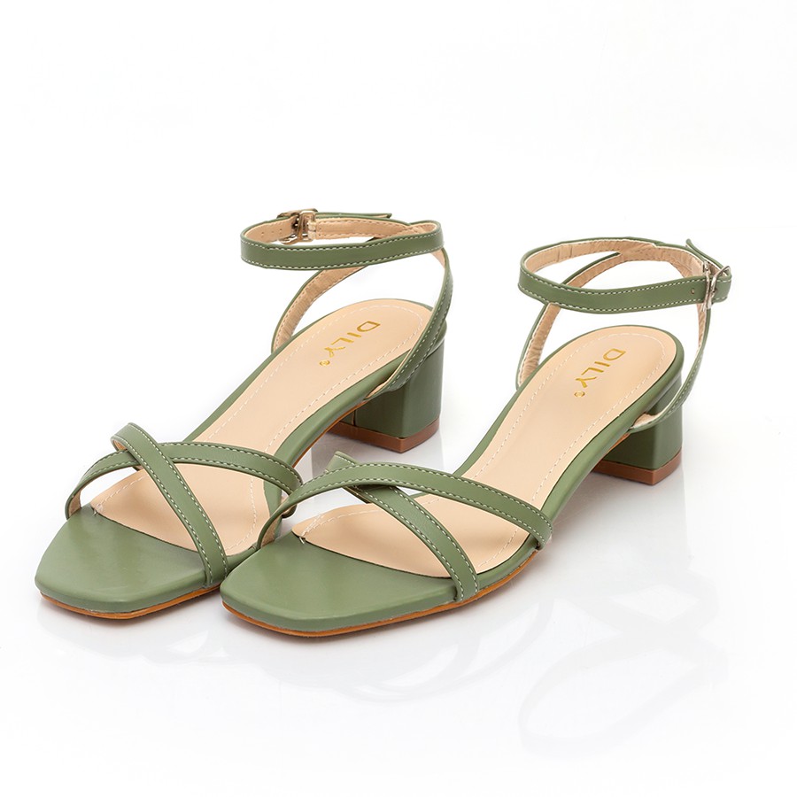 Giày Sandal 2 quai chéo gót chéo 5p da mờ Giày dép xinh Mys