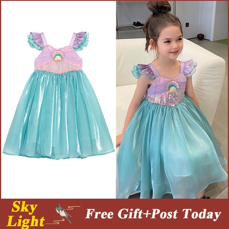 Đầm Hóa Trang Nàng Tiên Cá Tay Ngắn Thời Trang Mùa Hè Mới Cho Bé Gái