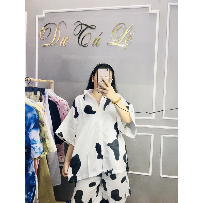 Áo Sơ Mi Bò Sữa Oversize Form Rộng Nam Nữ Dư Tú Lệ