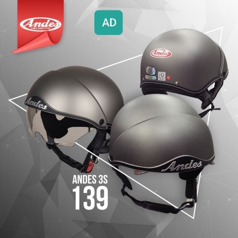 NÓN ANDES 3S 139 KÍNH ÂM MÀU XÁM NHÁM CHÍNH HÃNG GIÁ SỈ.
