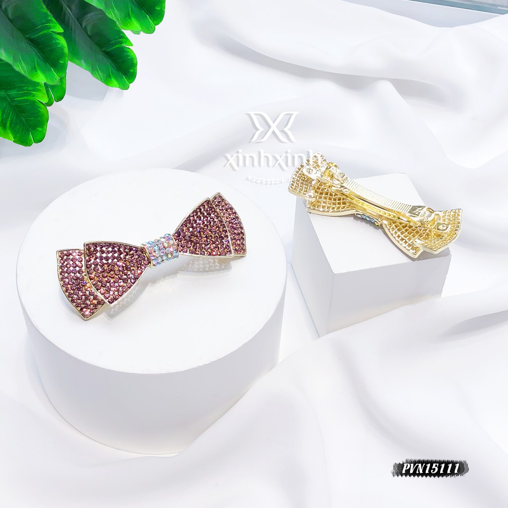 Kẹp tóc bấm nơ kép màu cho bạn gái - Xinh Xinh Accessories