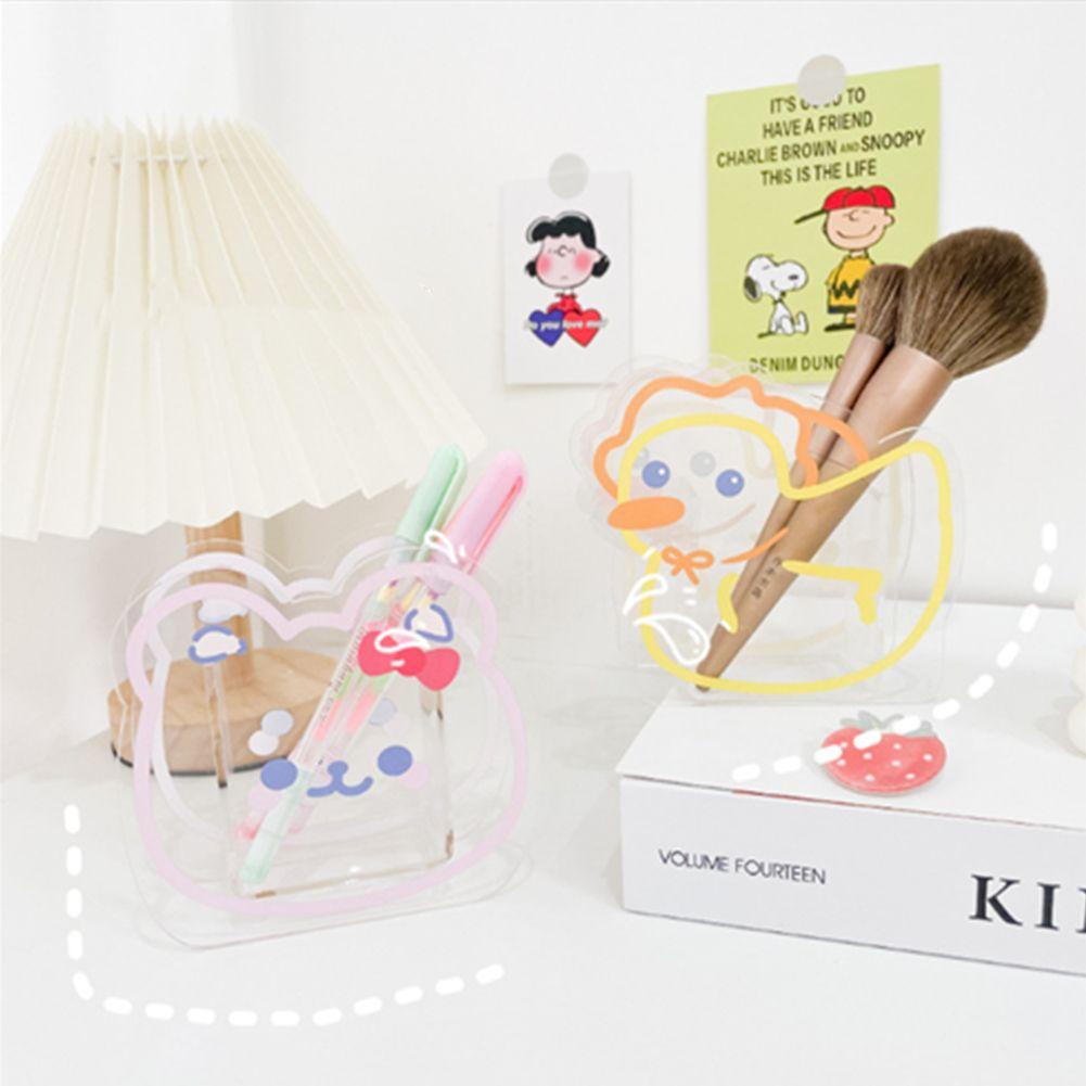 Lọ Cắm Bút Bằng Acrylic Họa Tiết Hoạt Hình Dễ Thương Đa Năng