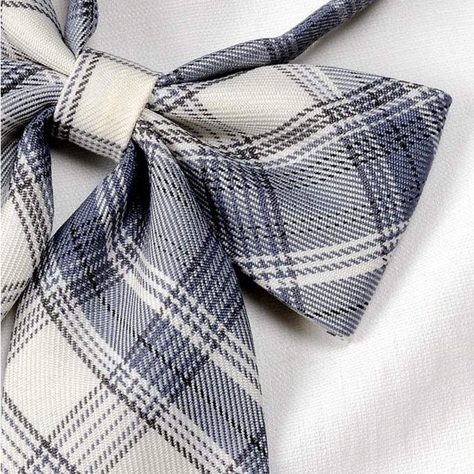 Nơ đeo cổ áo sọc kẻ cài dây cho nữ điều chỉnh được N002