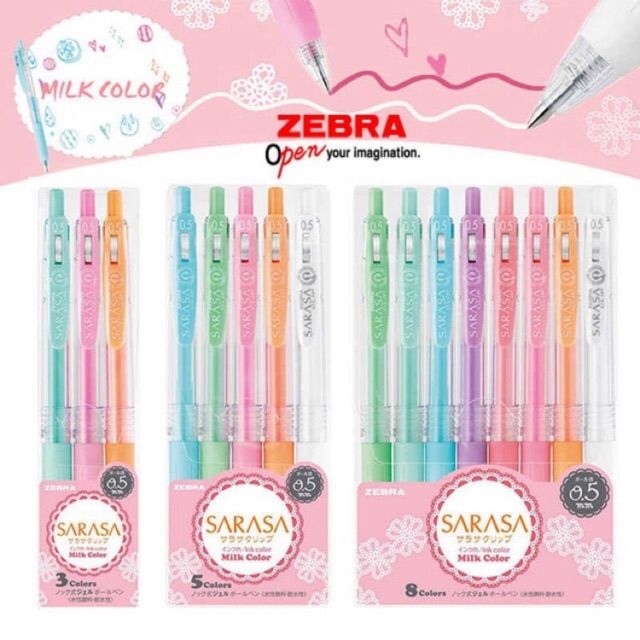 Set bút Zebra Sarasa Clip Milky