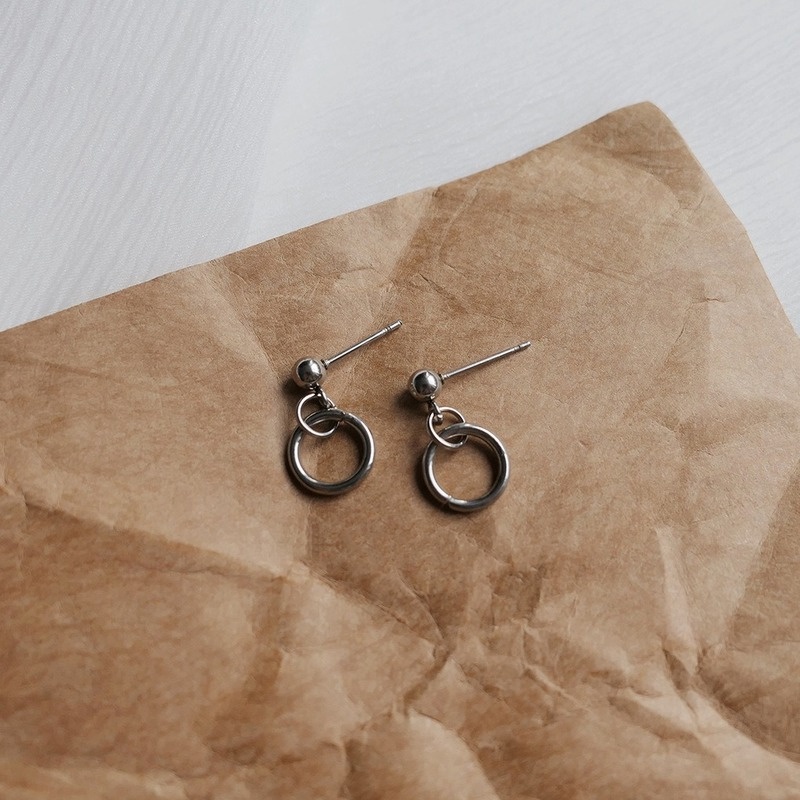 We Flower Khuyên Tai Hình Tròn Nhỏ Đơn Giản Dành Cho Nam Nữ