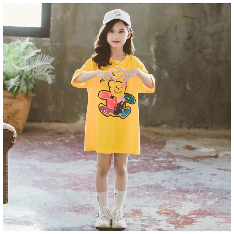 Đầm Thun Cotton Tay Ngắn Dáng Rộng Thời Trang Mùa Hè Cho Bé Gái Từ 3 Đến 4 Đến 5-6 Đến 7 Đến 8 Đến 9 Đến 10 Đến 11-12 Tuổi 2022