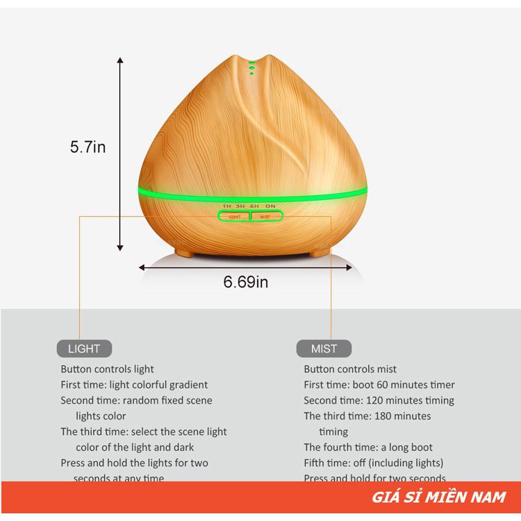 (Tặng Điều Khiển) Máy Khuếch Tán Tinh DầuCHÍNH HÃNG SAMA Búp Sen Siêu Âm Dung Tích 500ml