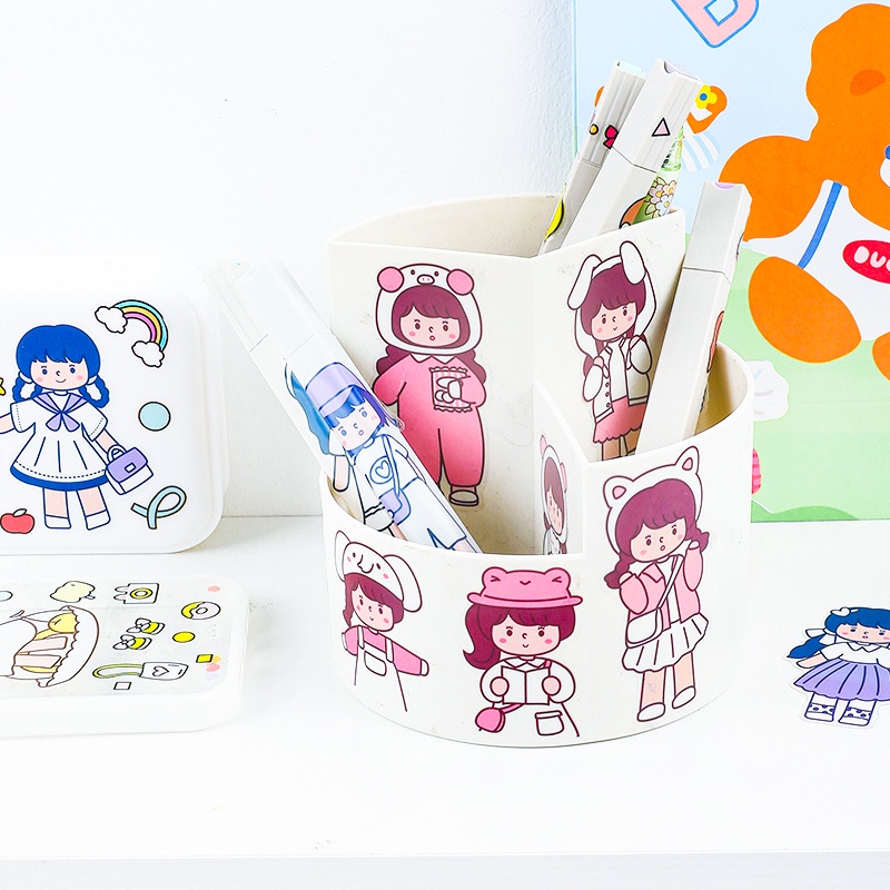 Set 20 Miếng Dán Trang Trí Điện Thoại Bằng Pvc Hình Cô Gái Đáng Yêu