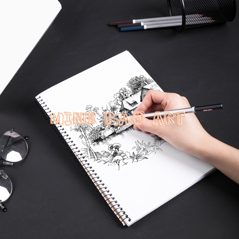 SỔ VẼ PHÁC THẢO DELI 40 TRANG - GÁY LÒ XO KHỔ A4 - GIẤY ĐỊNH LƯỢNG 100GSM / 110GSM