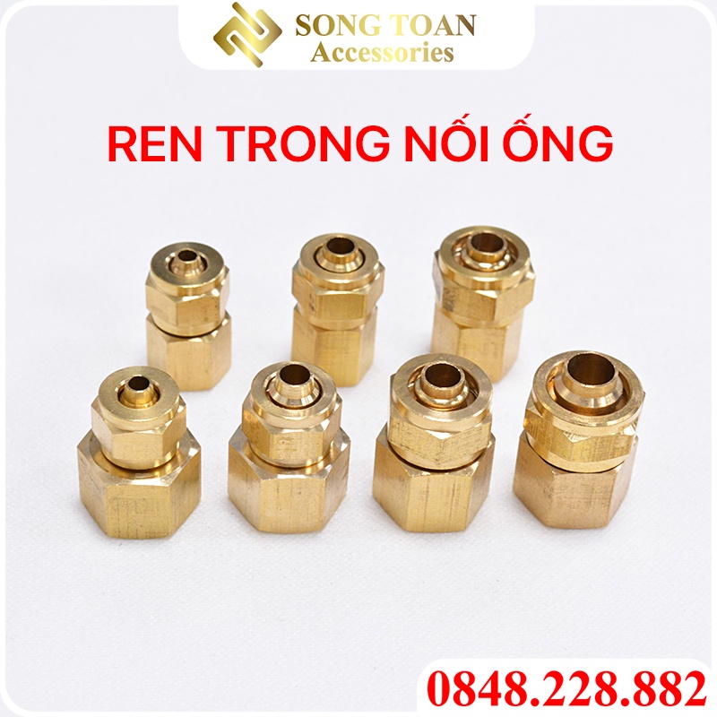 Nối Thẳng Cắm Lòng Trong Ống PU Có Ren Trong Kết Nối Nguồn & Thiết Bị - Bằng Đồng Thau Phù Hợp Cho Hơi Khí Chất Lỏng