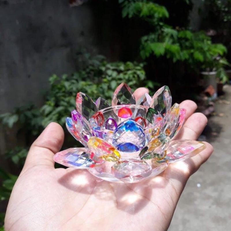 Đế nến - chân nến hoa sen pha lê
