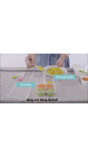 Khay trữ ăn dặm Richell Nhật Bản có nắp