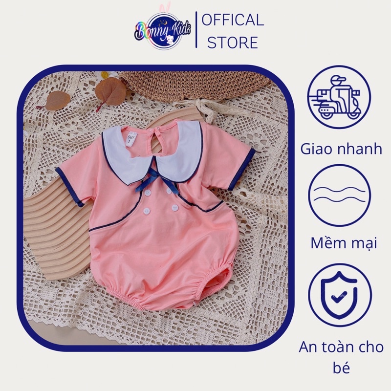 Bodysuit Bé Gái Hồng Cổ Trắng Khuy Ngực 0-12 Tháng, Váy Thôi Nôi, Đầm Đầy Tháng, Body Liền Thân.