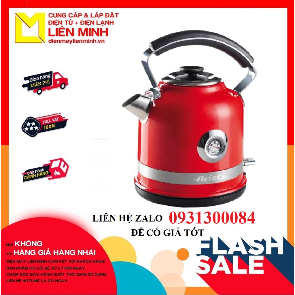Bình đun siêu tốc Ariete 1.7 lít MOD.2854 Công suất 2000W,Chế độ tự động tắt thông minh,Đồng hồ báo nhiệt độ bên ngoài