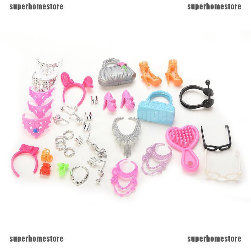 Bộ Phụ Kiện Cho Búp Bê Barbie Gồm Vòng cổ, Lược, Đôi Tai, Giày, L