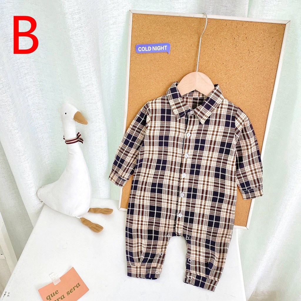 Áo liền quần Sanlutoz vải cotton dài tay họa tiết caro thời trang dành cho bé trai