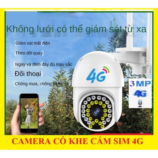Camera 4G giám sát 360° sử dụng Sim 4G Full HD 3.0 mpx 1080P ngoài trời - Camera Wifi Xài Được Sim 4G - MỚI 2023