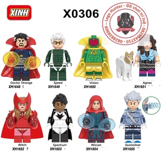 X 0306 Marvel superheroes Xếp Hình nhân vật siêu anh hùng wanda vision speed spectrum wiccan quick silver Agnes