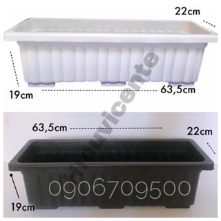CHẬU TRỒNG RAU CHỮ NHẬT ĐEN,TRẮNG 63,5*22*19cm