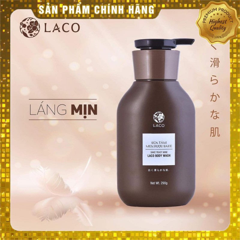 Sữa Tắm Trắng Da 💝FREESHIP💝  Laco Sake làm đều màu da giảm mụn lưng viêm lỗ chân lông - Dưỡng Ẩm Dạng Kem