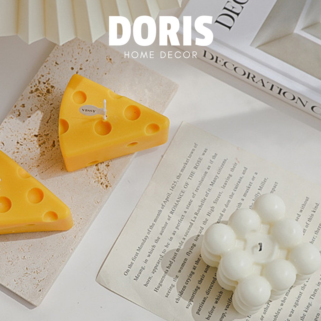 Nến sáp thơm hình quả quýt, cam vàng, miếng phô mai decor phong cách Hàn Quốc - Doris.decor