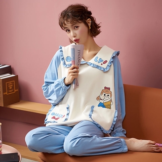 Korean Style Cotton Long Sleeve Pijama Pajamas For Women