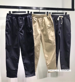 Quần kaki basic unisex cạp chun dáng dài