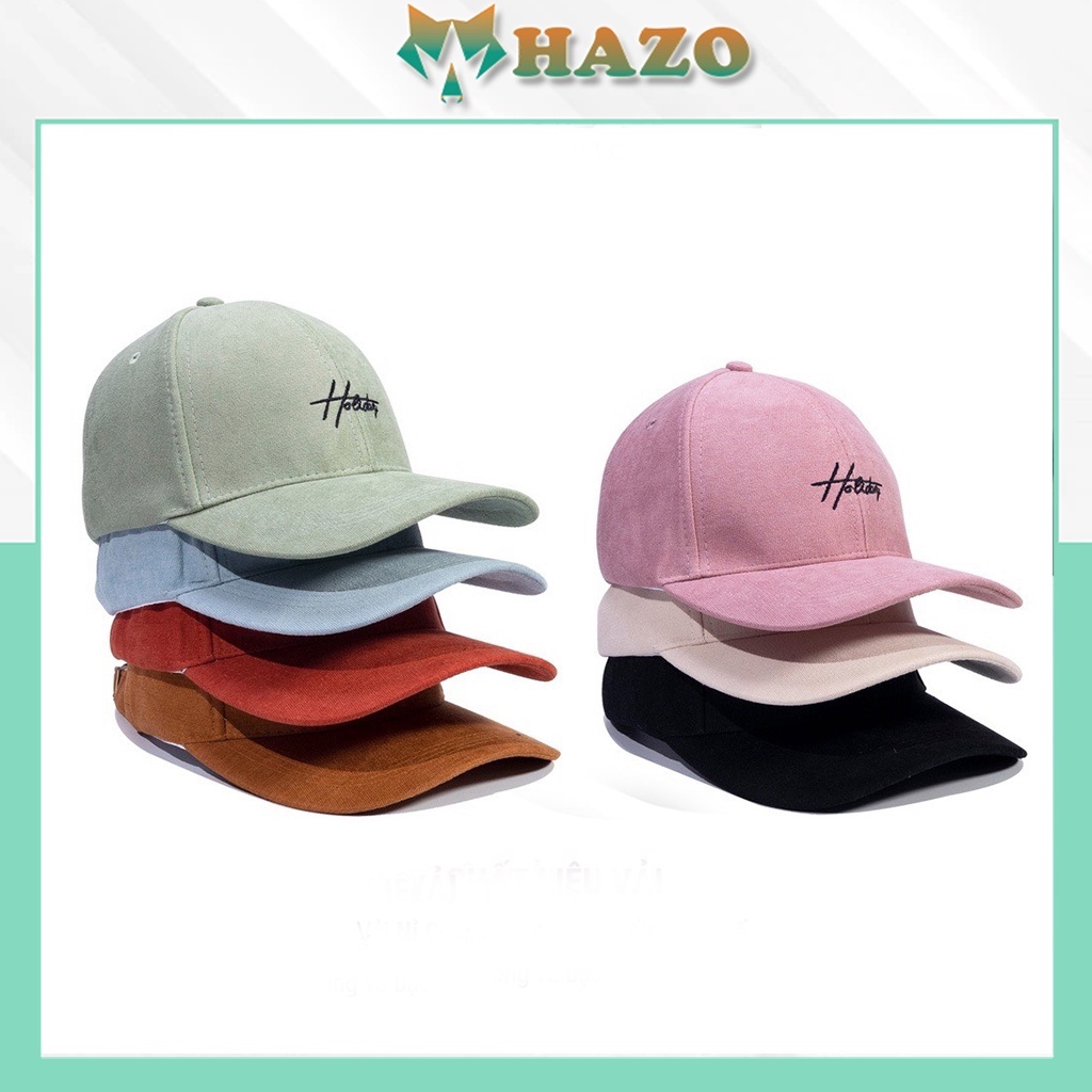 Mũ Lưỡi Trai Nón Kết Nhung Cao Cấp Thêu Chữ Holiday 440 Phong Cách Ulzzang Form Unisex Nam Nữ - Hazo