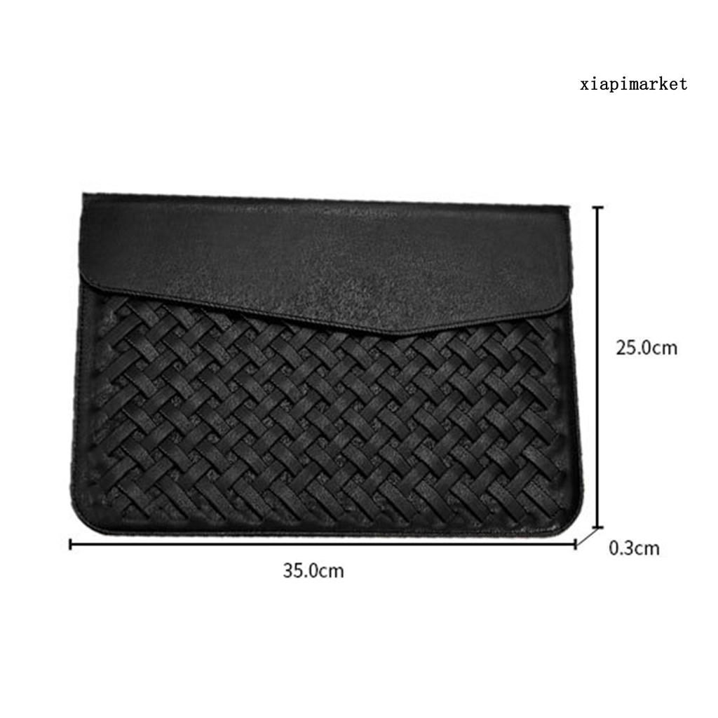 LOP_Laptop Sleeve Large Capacity Waterproof Faux Leather Notebook Liner Sleeve Bag for Macbook Air/Pro