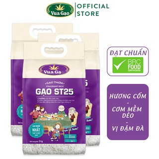 Combo 3 Túi Gạo ST25 - Chính Hãng Vua Gạo - Túi 5kg (Cam kết date mới)