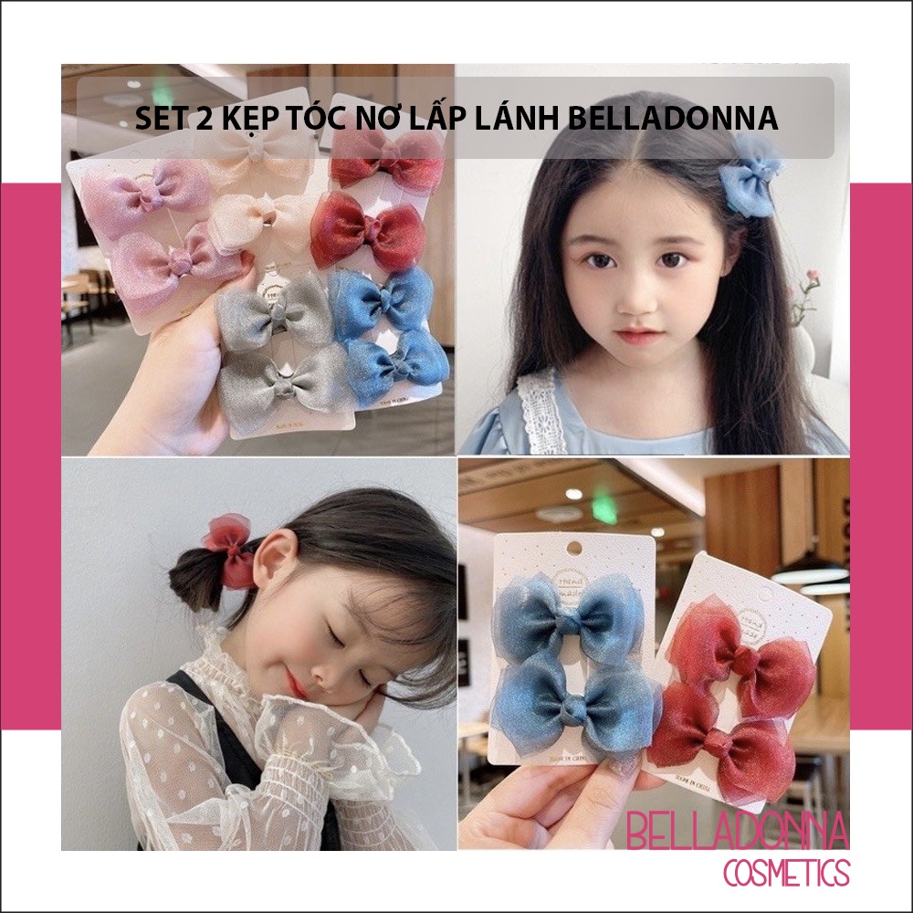 (HCM_Giao Nhanh) Set 2 Kẹp Tóc Nơ Lấp Lánh Cho Bé Gái BellaDonna ( 3 màu như hình )