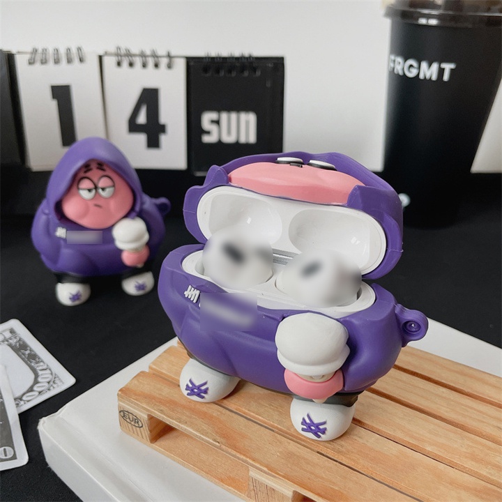 Case Airpods 1/2/3/Pro/Pro2 Hình Bọt Biển Và Sao Biển, Ốp Airpods Ngộ Nghĩnh - Mã TZAP357