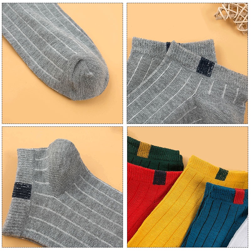 Tất vớ nữ nam cổ ngắn trắng lười dễ thương hàn quốc đẹp chân thấp nhún sọc caro đủ màu trơn đen, đỏ, vàng, xám, be
