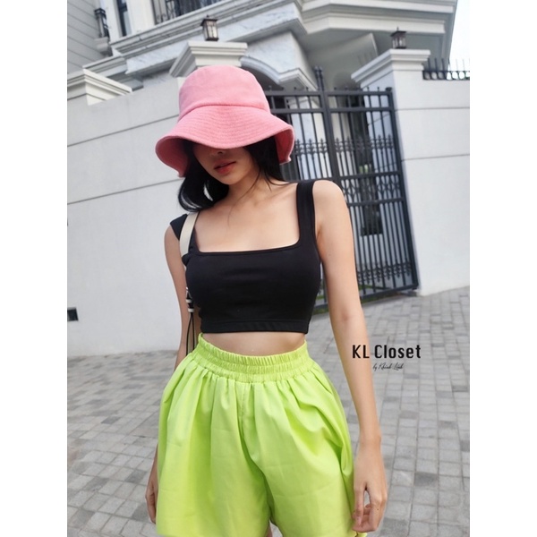 Set áo crotop ba lỗ + quần váy rộng