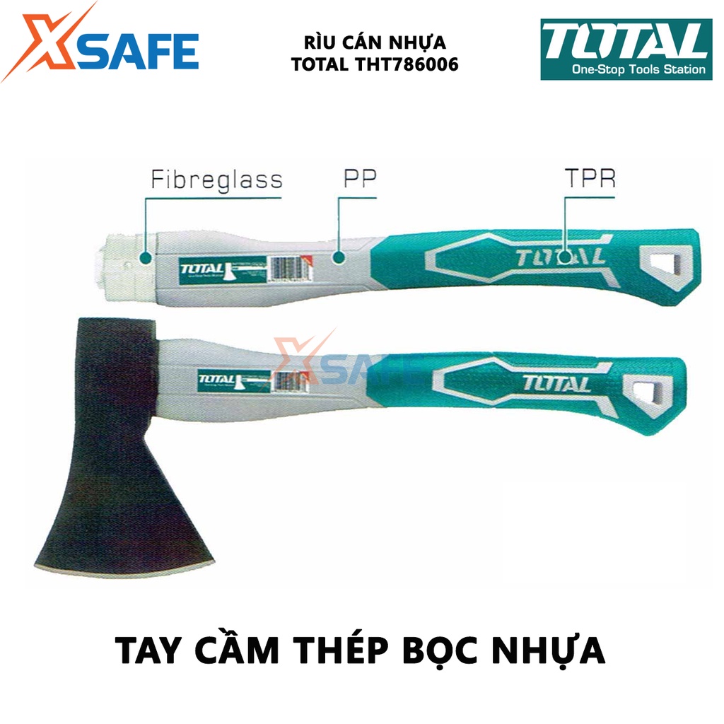 Búa rìu cán nhựa TOTAL THT786006 Rìu TOTAL đầu nặng 600g, chất liệu thép carbon 45# siêu cứng , đầ nặng [XSAFE]