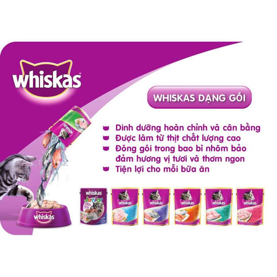 Thức ăn hạt Whiskas Junior dành cho mèo con, vị cá biển &amp; sữa 1.1kg