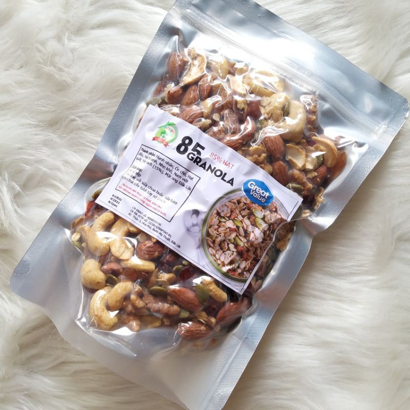 500Gram Granola siêu hạt 85% hạt 15% yến mạch, dinh dưỡng không đường (Ngũ cốc ăn kiêng, ngũ cốc giảm cân, hạnh nhân...