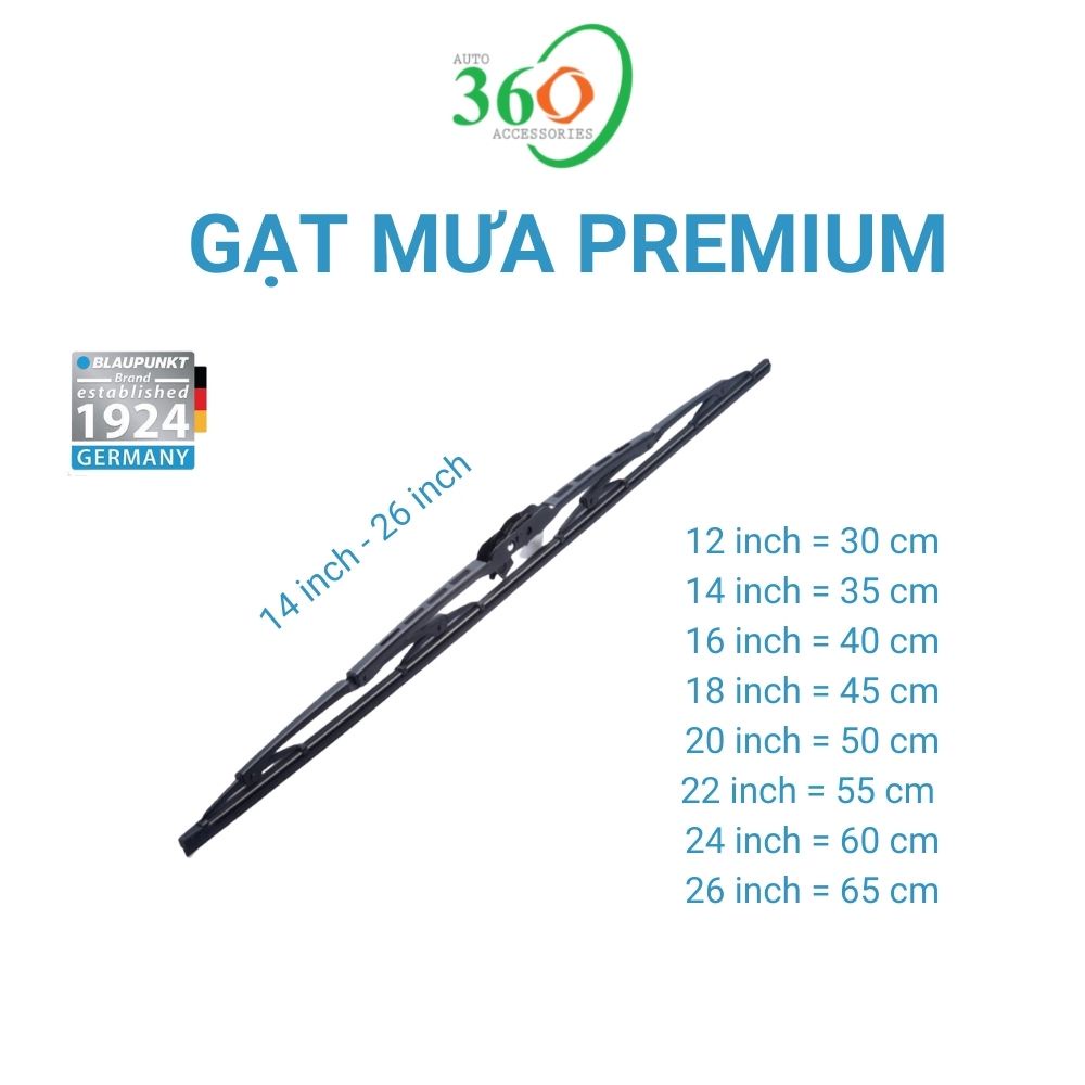 Gạt mưa ô tô Premium, cần gạt nước ô tô của Đức dùng cho xe du lịch và xe tải từ 14 inch - 26 inch